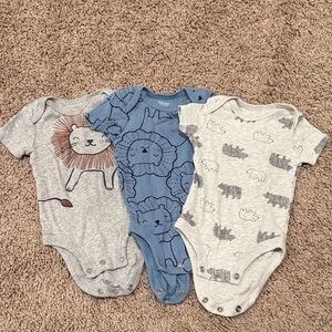 Adorable Lion and Cloud Print Baby Bodysuits - Set of 3